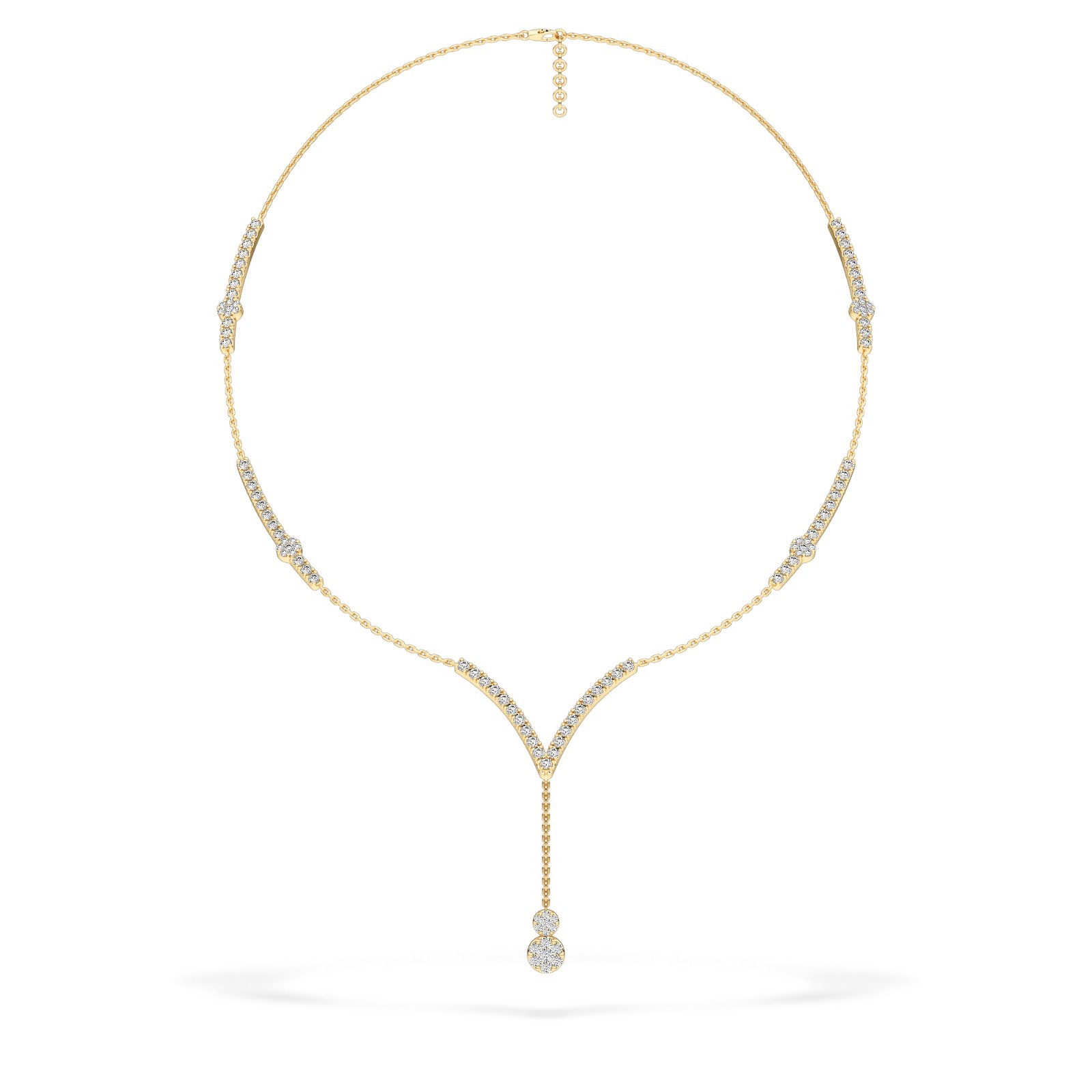 Elegant Round Cut Natural or Lab Grown Diamond Y Necklace in 10K 14K 18K Gold