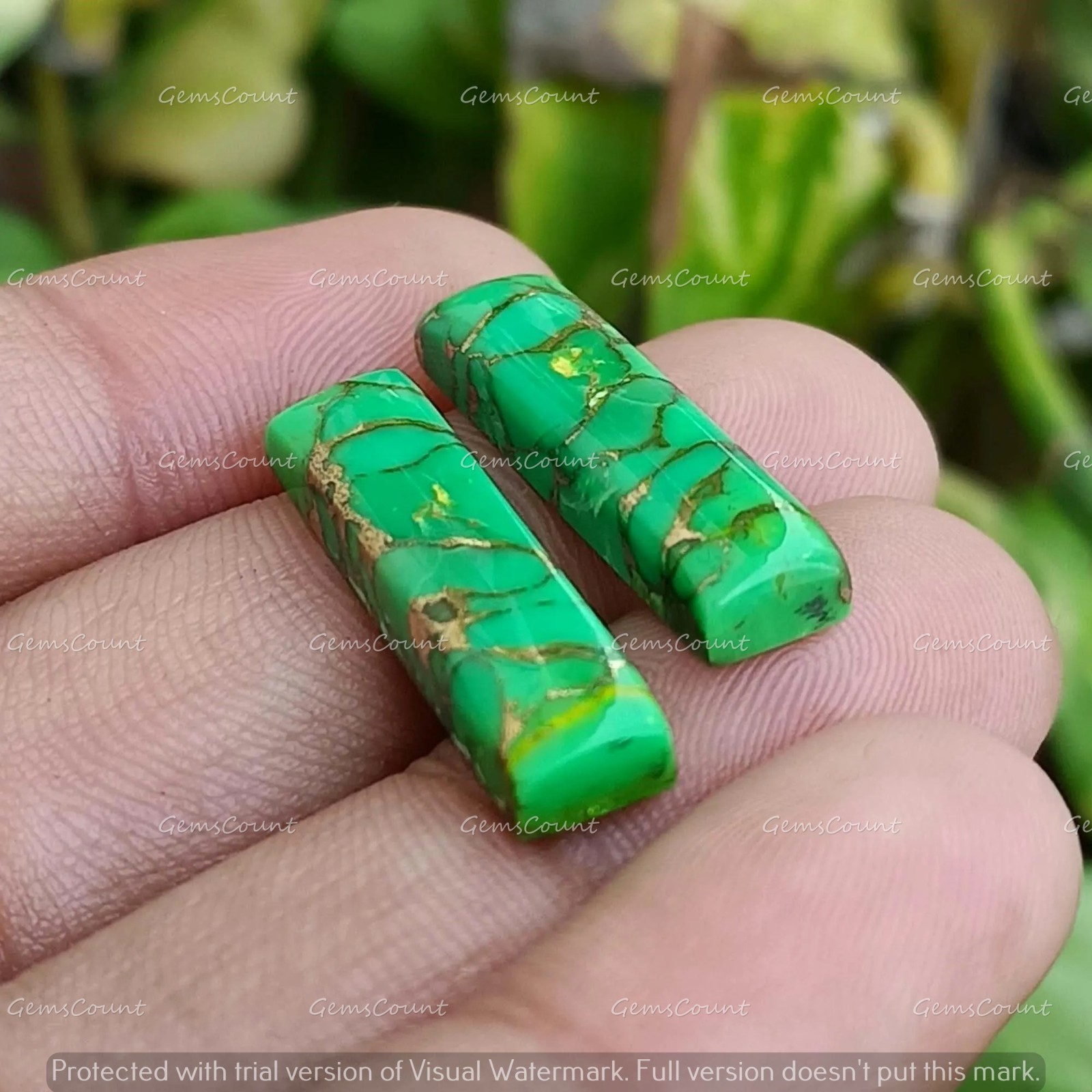 Natural Green Copper Turquoise Rectangle Cabochon Loose Gemstone 5x10mm-15x30mm