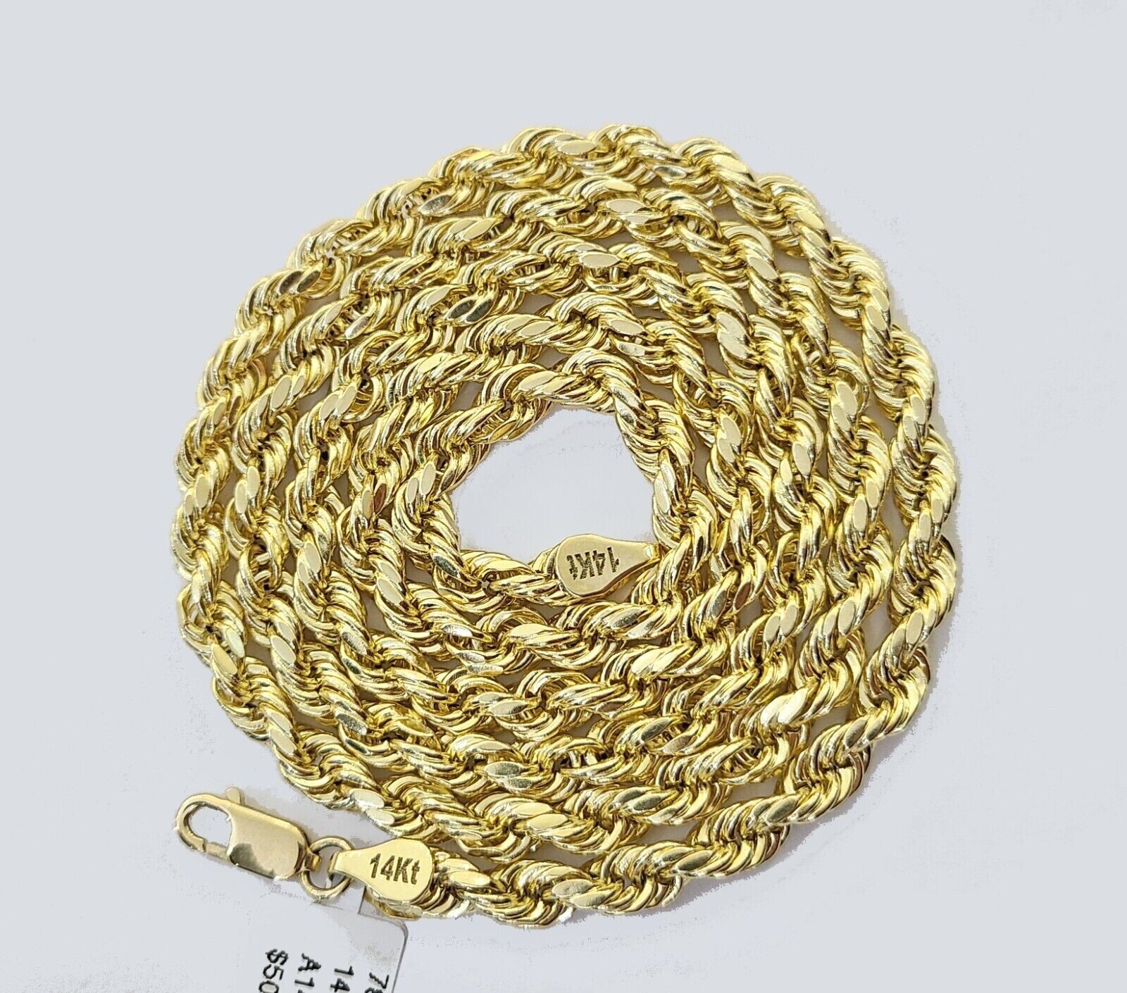 Real 14K Yellow Solid Gold Rope Chain 2-8mm Necklace 18-30” Inches Lobster 14kt
