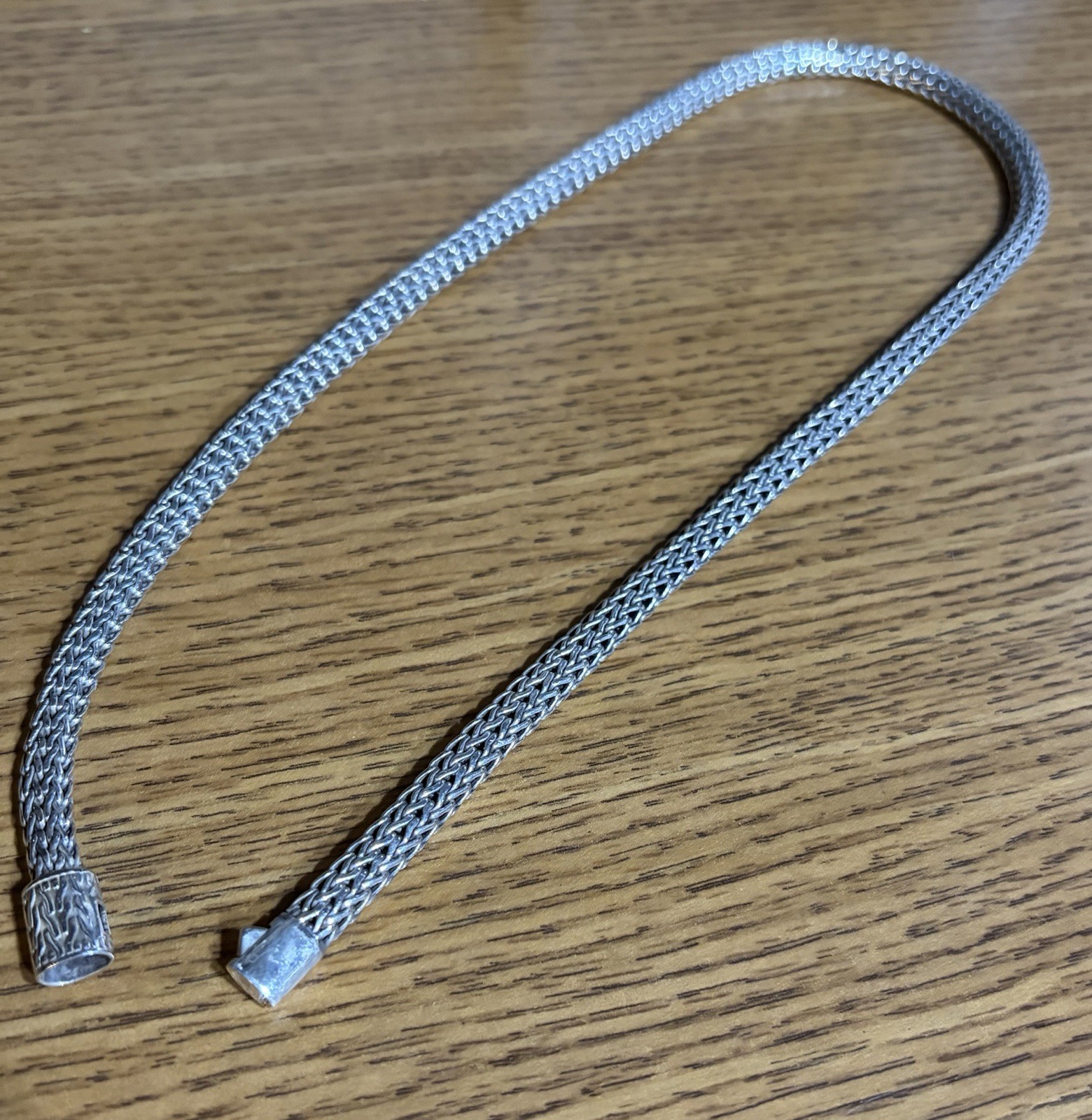 John Hardy Sterling Silver 5mm Wheat Woven Necklace 18 inch length