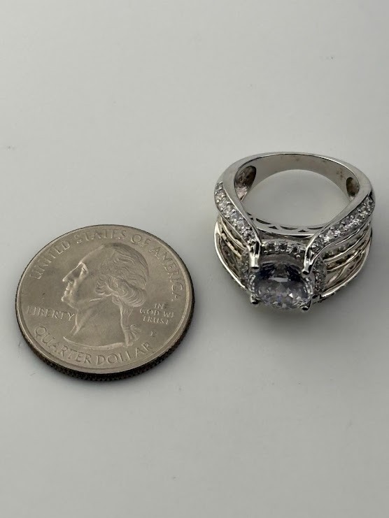 925 STERLING SILVER MULTI ROW SPLIT SHANK 8.7MM CZ RING SIZE 5 ENGAGEMENT 949