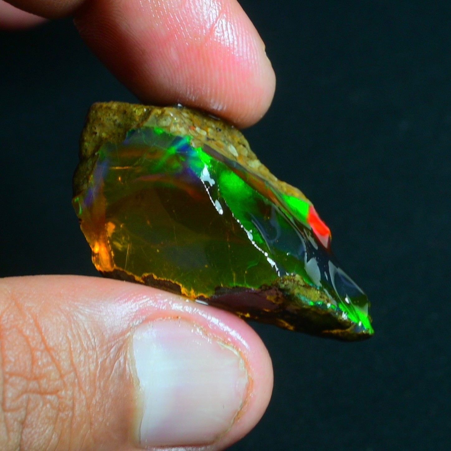 Stunning Multi Fire Natural Ethiopian Oil Opal Rough 52.00 Cts Raw Opal Specimen