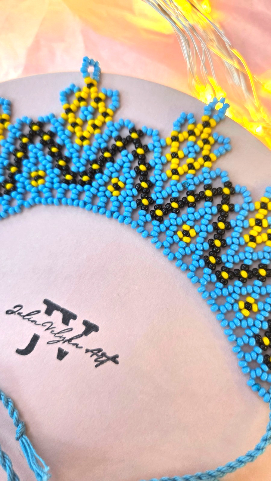 Traditional Ukrainian necklace beaded , Silyanka, Handmade choker spring motive