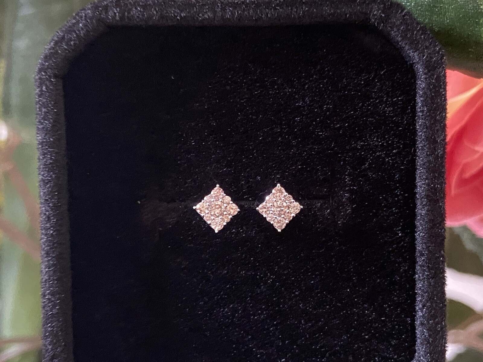 0.2 Carat Diamond Studded Earrings Set In 18k Fine White Gold/ Dainty/ For Her