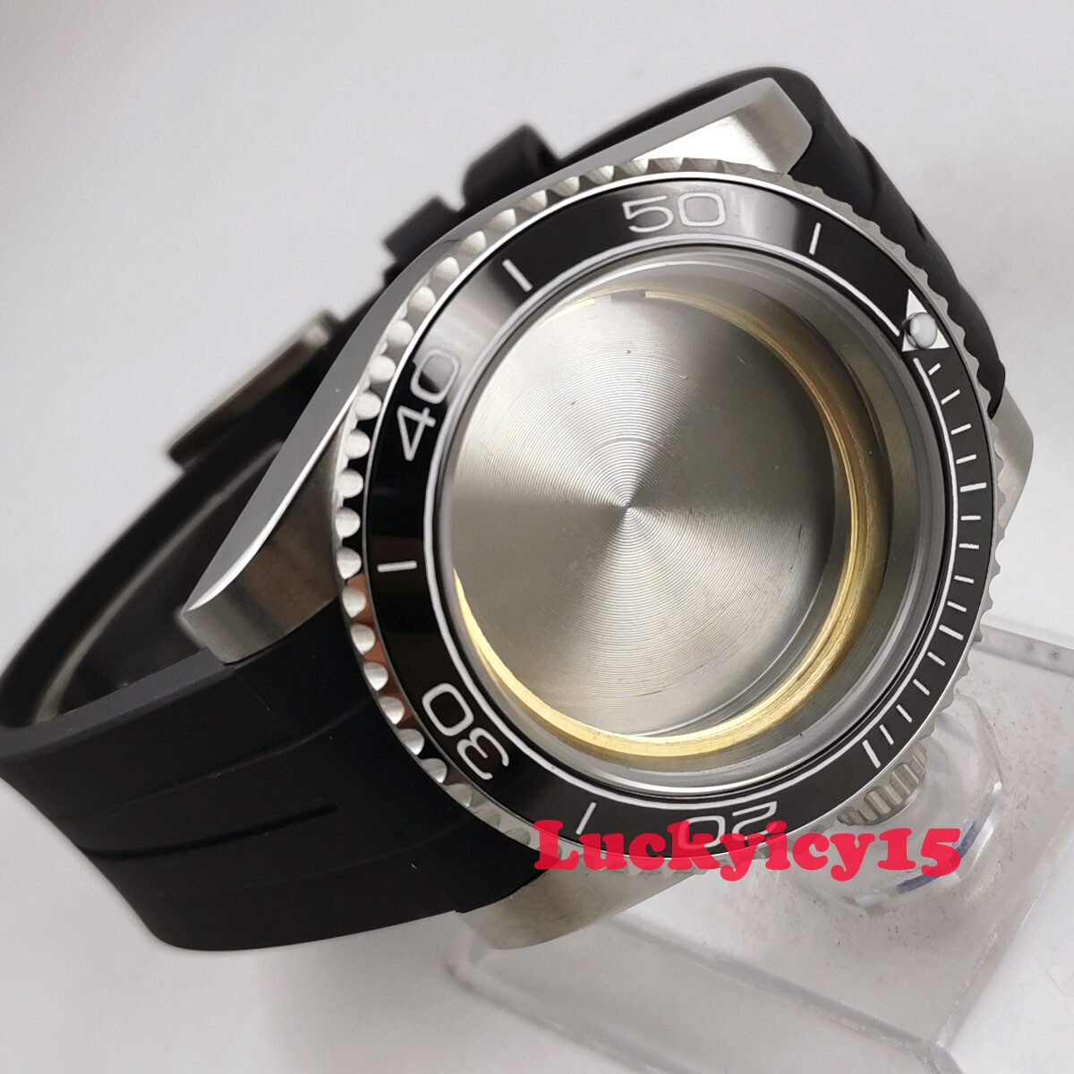 PARNIS 40mm SS watch case fit ETA 2836 movement sapphire glass rubber strap