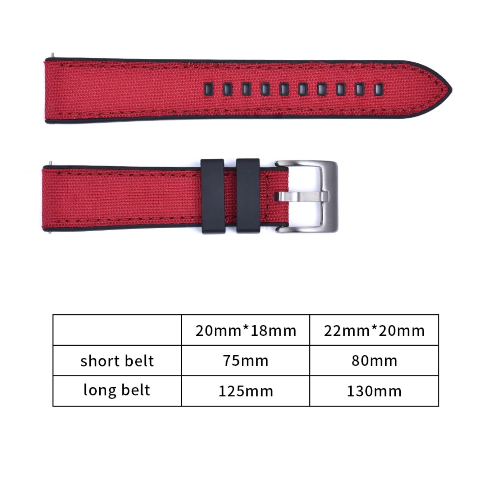 20 22mm Nylon Rubber Dive Watch Strap Hybrid Canvas Quick Release Band