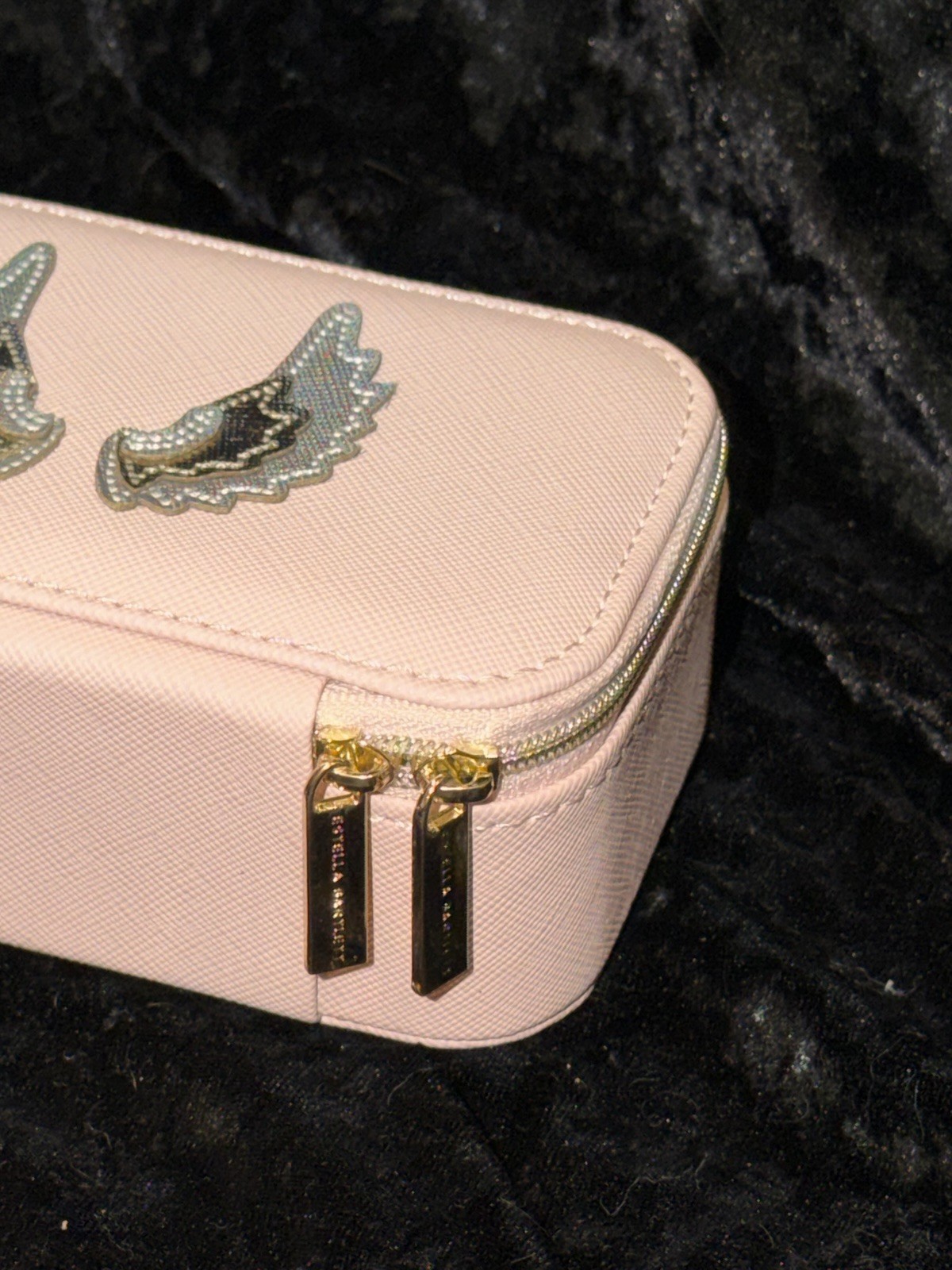 Pink Zip-Around Faux Leather Travel Jewelry Case Velvet Lined Holds 6 Rings