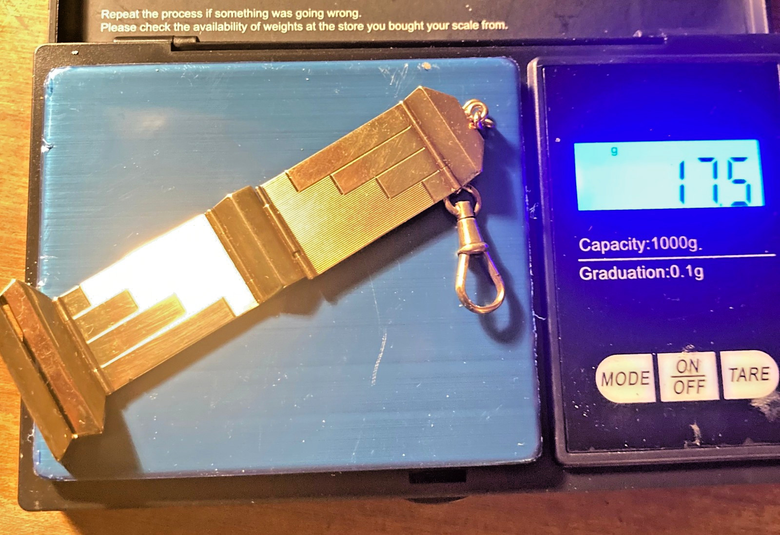 ANTIQUE 1920’s 22K/885 SOLID GOLD ART DECO WATCH FOB – 17.5g