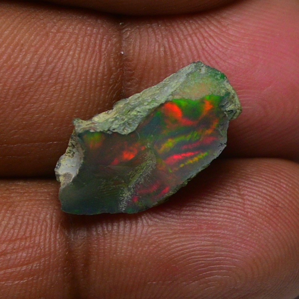 Jewelry Grade Black Opal Rough 6.45 Cts, Natural Ethiopian Raw, Neon Fire Opal