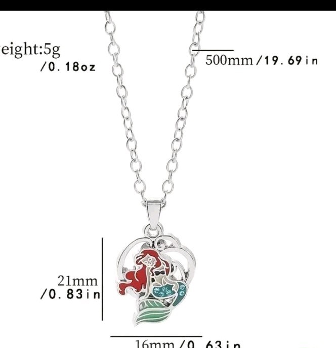 Little Mermaid Charm Bracelet And Necklace Set.Enamel Silvertone All Ages
