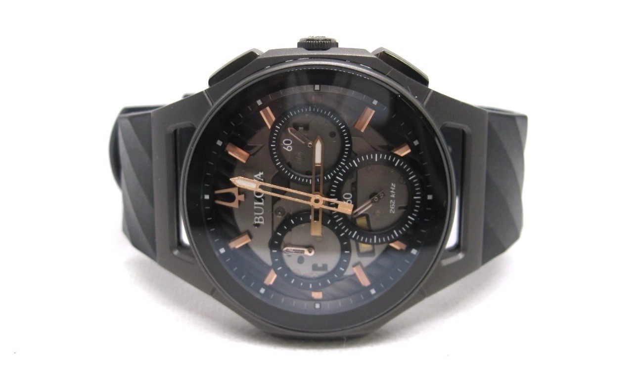 Bulova CURV Titanium/Stainless Black Rubber Strap Men’s Chronograph Watch-98A162