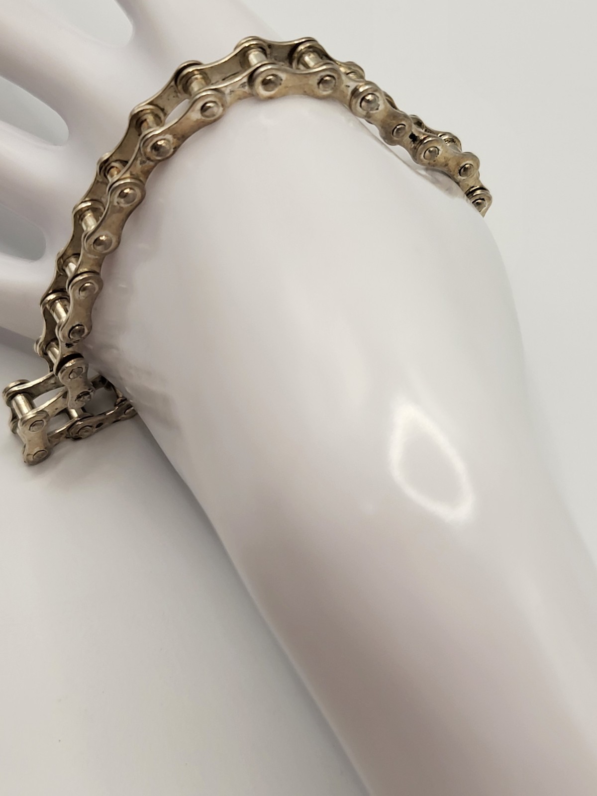Men’s Signed PGDA 925 Sterling Silver Bike Chain Bracelet 8″