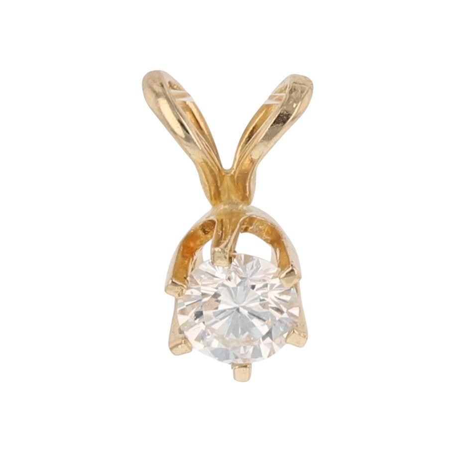 .22ct Round Cut Diamond Solitaire Split Bail Pendant No Chain 14k Yellow Gold