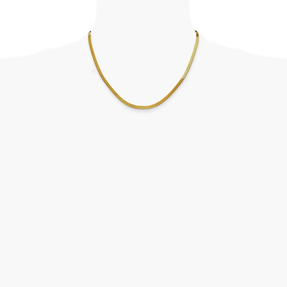 14K Yellow Gold 3mm Silky Herringbone Chain Necklace 16″-24″