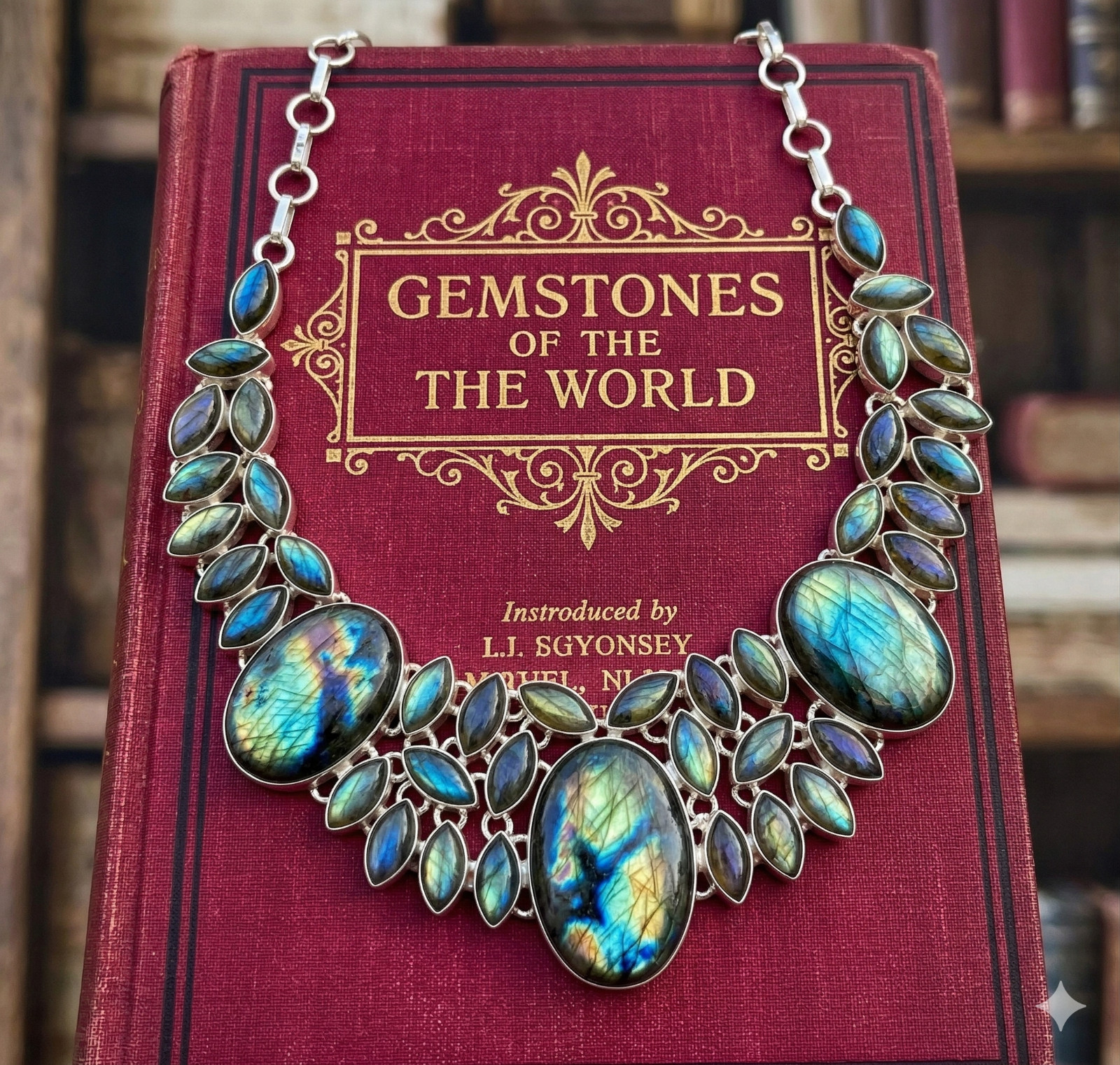 Rainbow Blue Fire Labradorite Gemstone Necklace 925 Sterling Silver Jewelry ADJ”