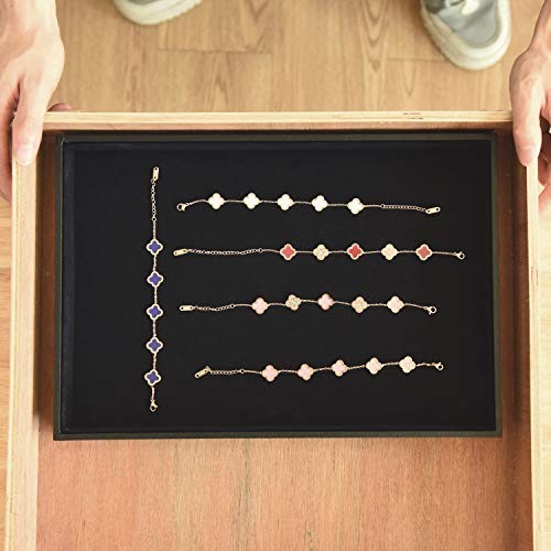 Velvet Jewelry Tray for Drawers Jewelrys Display Tray Stackable Jewelry 1 Black