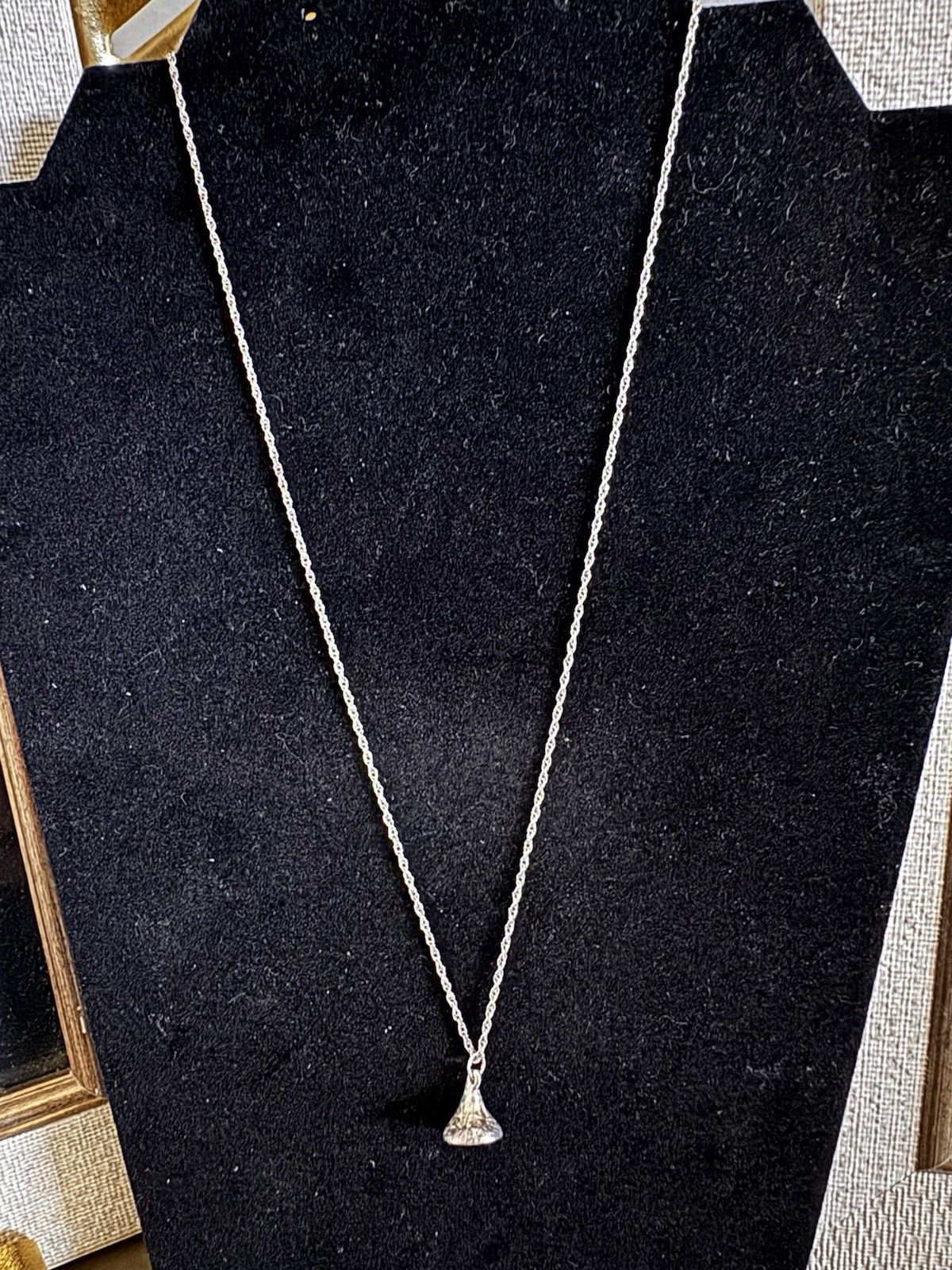 Vintage 925 Sterling Silver JCF Hershey Kiss Pendant Rope Necklace 18”