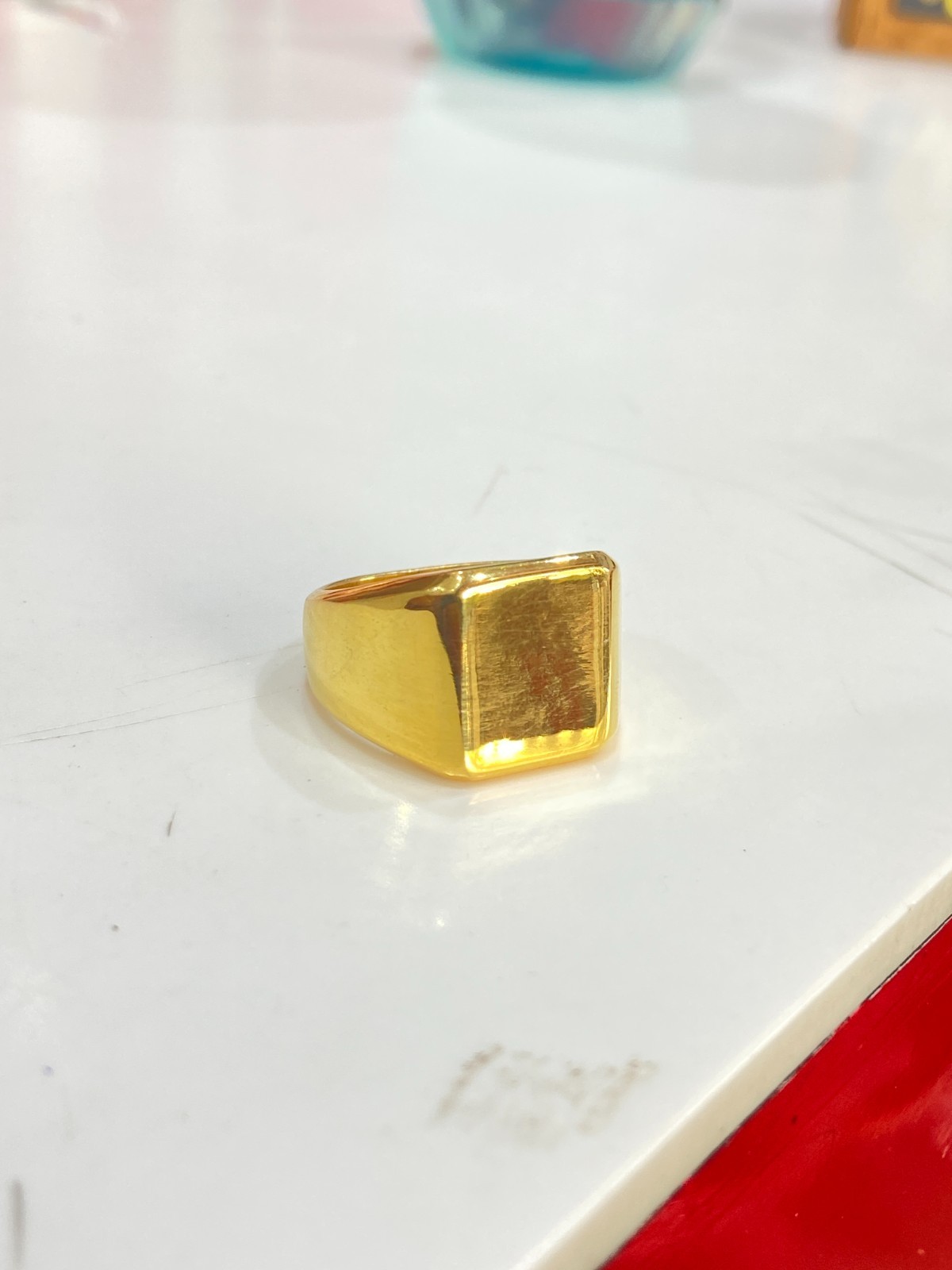 18K Gold Plated Signet Ring 925 Sterling Silver Square Face Men’s Band 4US-15US