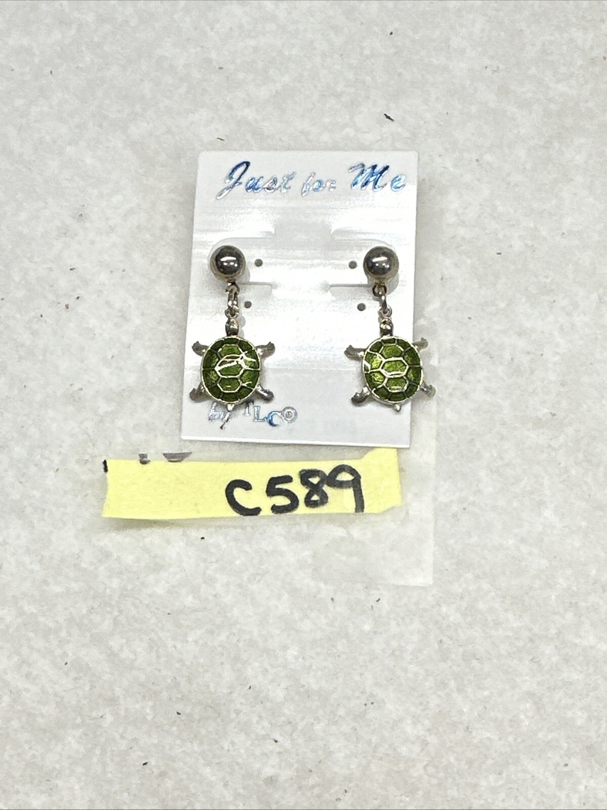 Turtle Stud Dangle Earrings Animals Nature Green