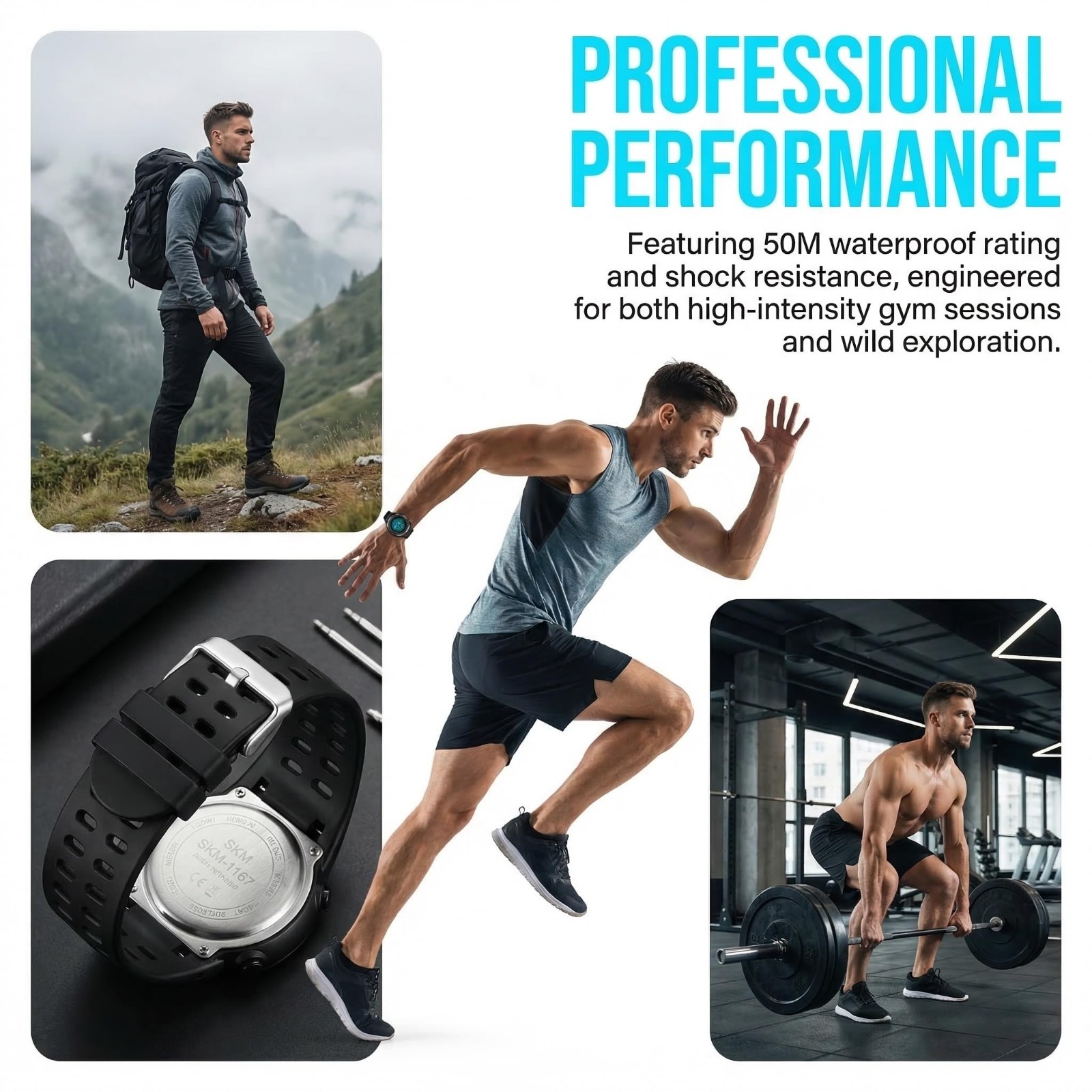 Men’s Waterproof Digital Sports Watch – LED Tactical Military Stopwatch Alarm
