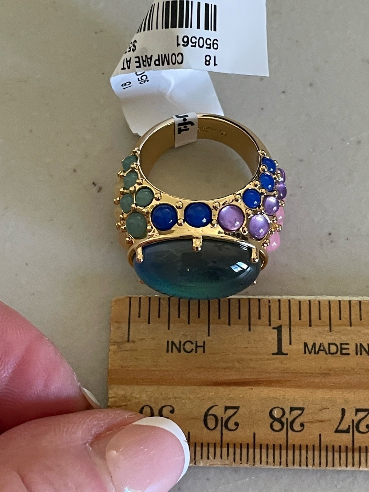 KURT GEIGER LONDON GOLD TONE LARGE OVAL MOOD RING IN MULTI 8