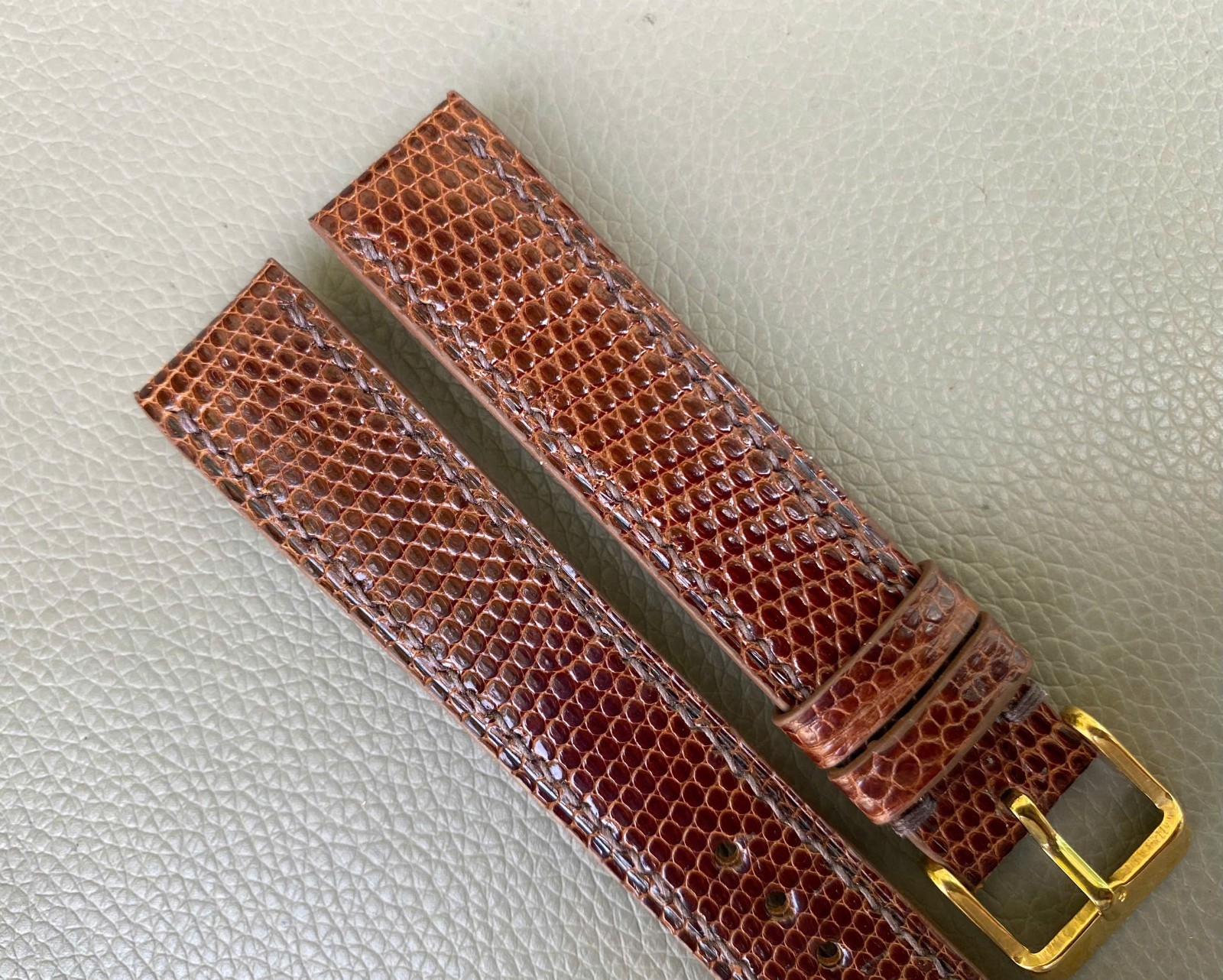 Open Ended Brown Genuine Lizard Leather Watch Strap size 12 13 14 15 16 17..26mm