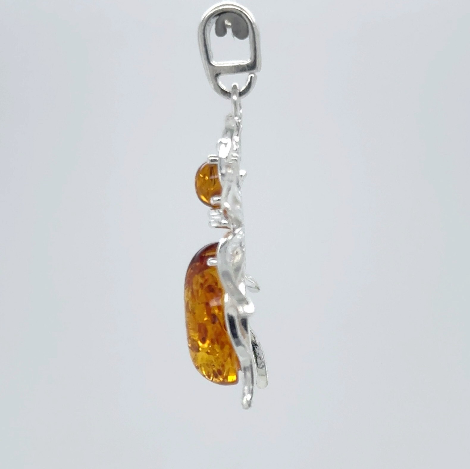 Cognac / Brown BALTIC AMBER Spider Pendant – 925 STERLING SILVER – Poland #4555e