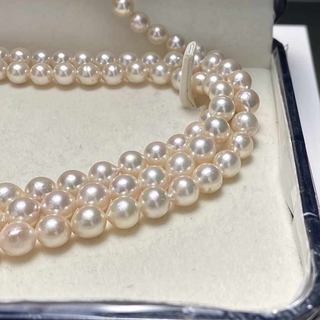 AKOYA PEARL LONG NECKLACE 6.5 7.0MM REAL PEARL WHITE 925 SILVER CLASP 120CM JP