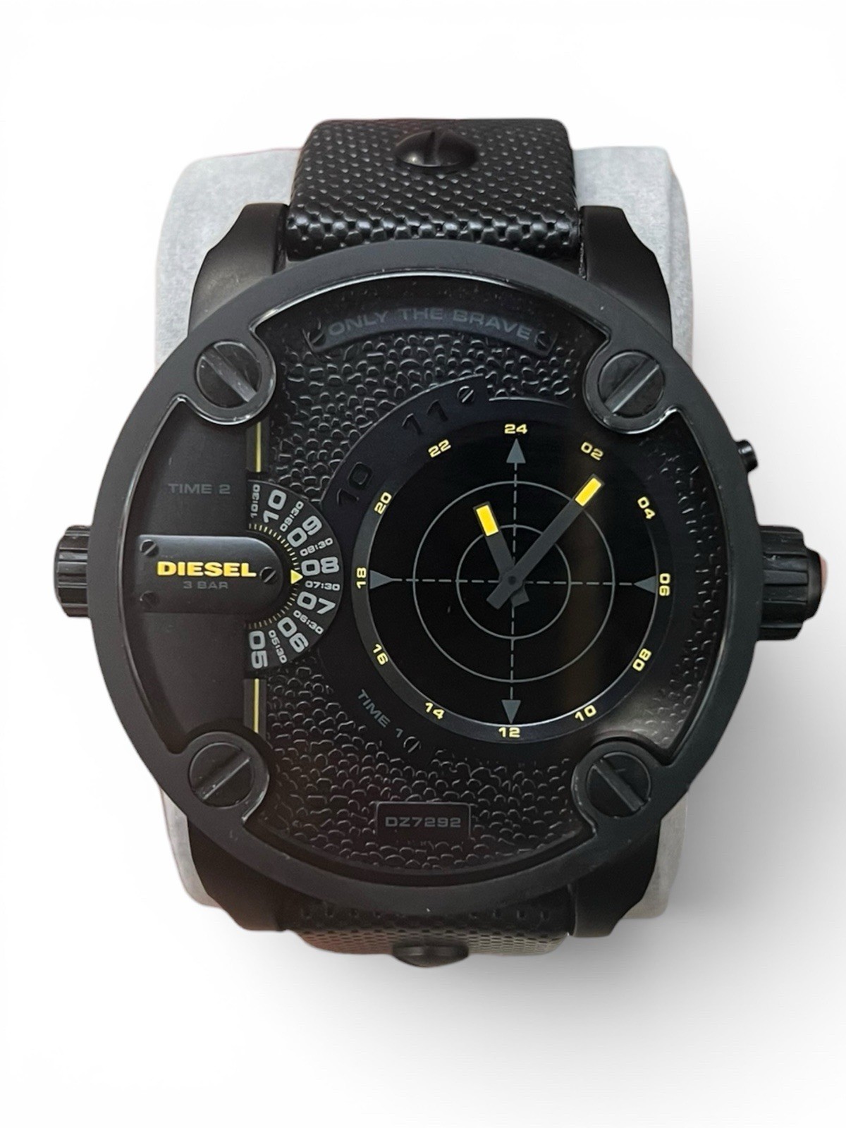 Diesel DZ7292 Little Daddy Only The Brave Black Leather Men’s Watch 57mm