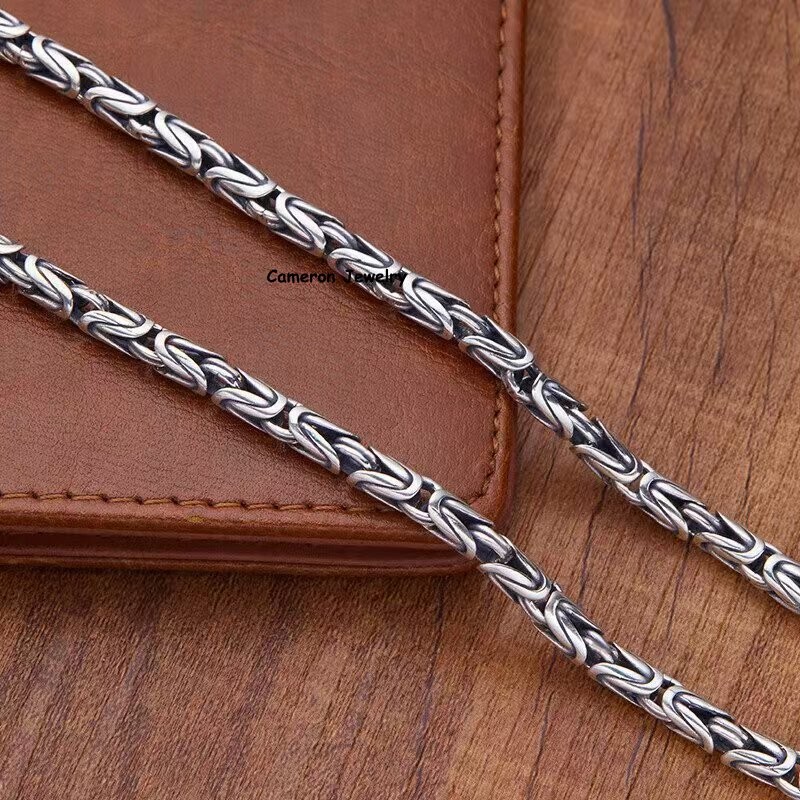 Solid 925 Sterling Silver Chain 4mm-8mm Byzantine Necklace For Men Women 18-30in