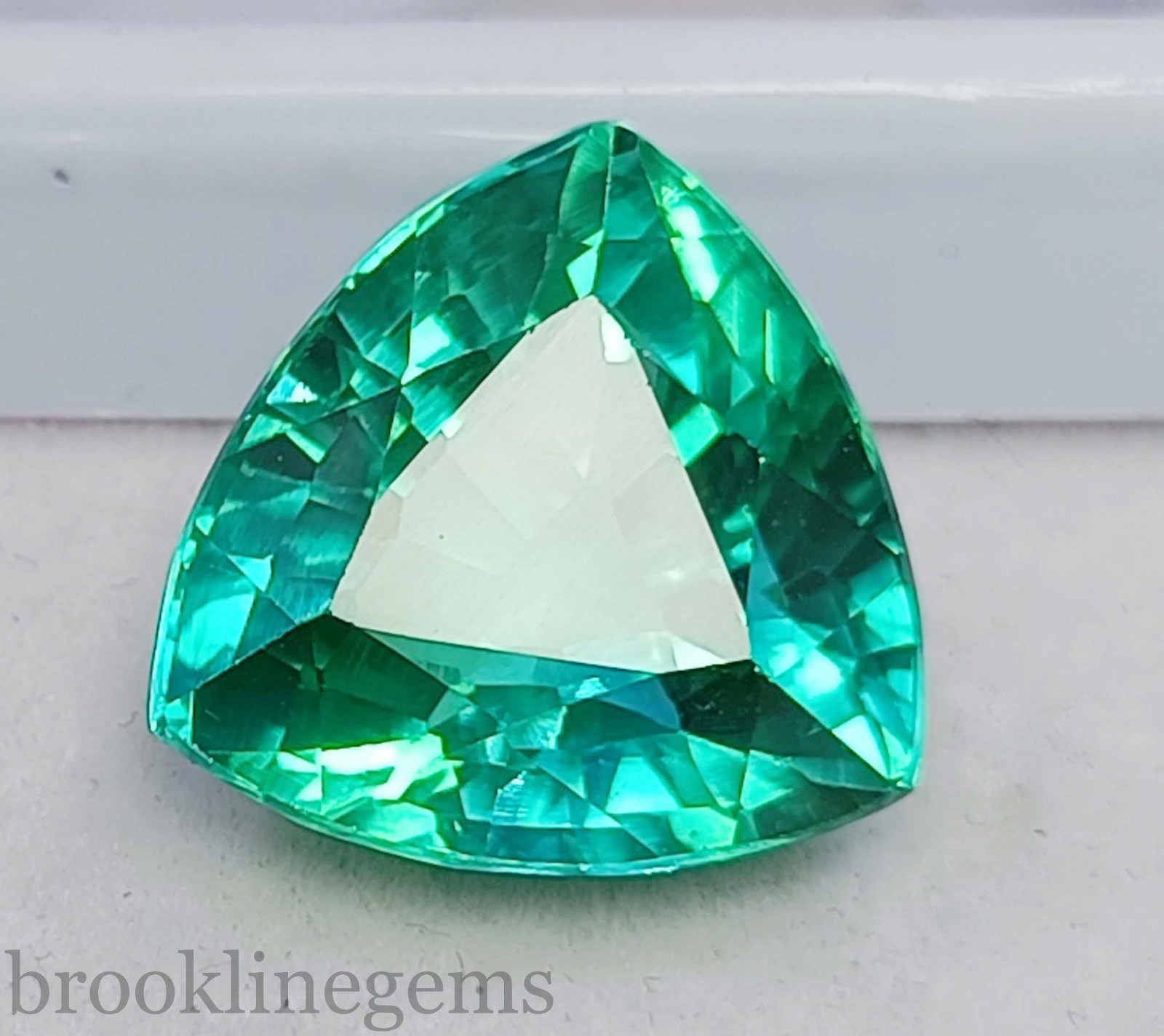 22.65 Ct Natural Green Emerald Trillion Cut Loose Gemstone EGL Certified “5NSK