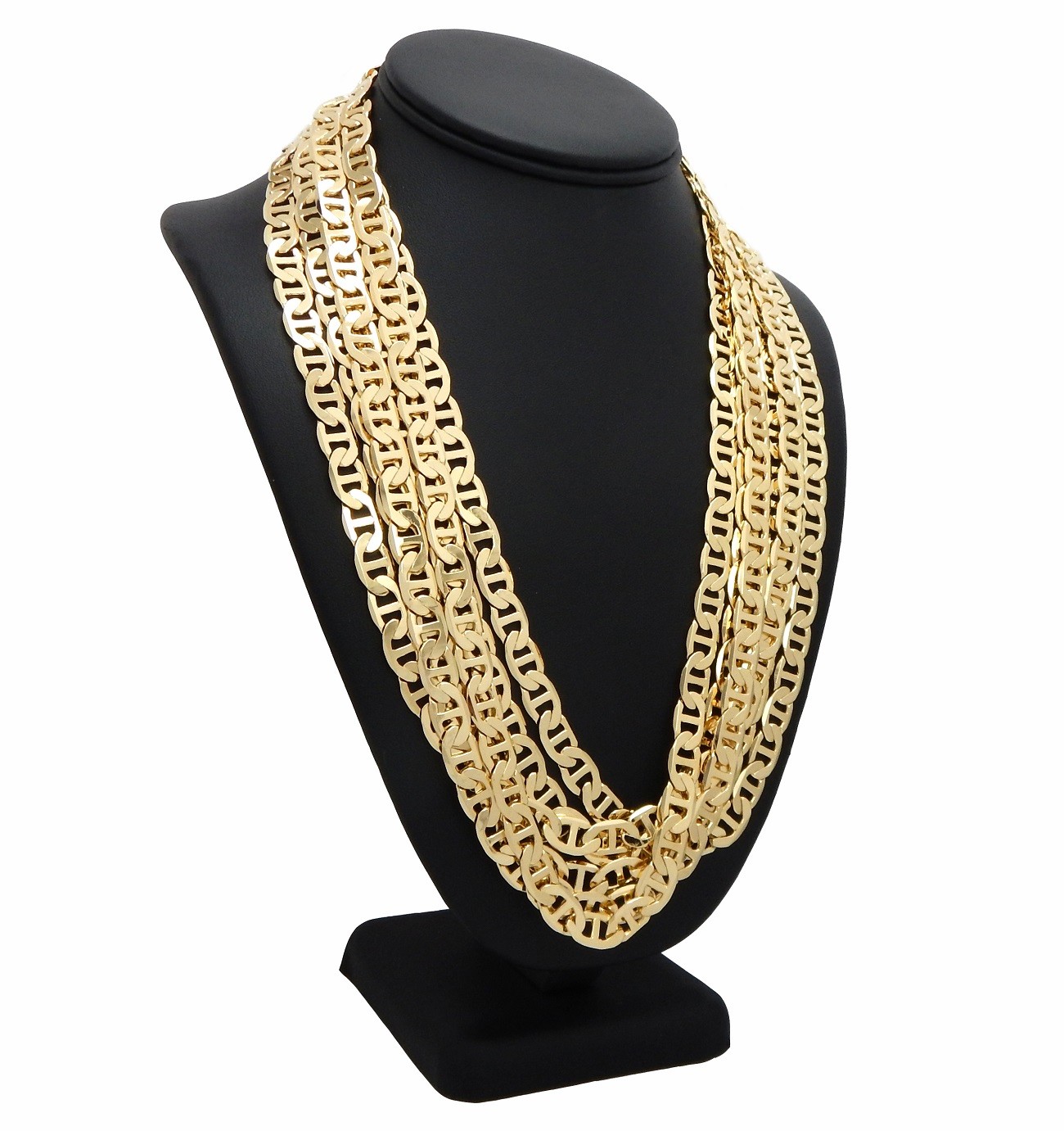 9mm 6 Piece Mariner Anchor Chain Necklace 20″ 24″ 30″ Gold Finish Wholesale lots