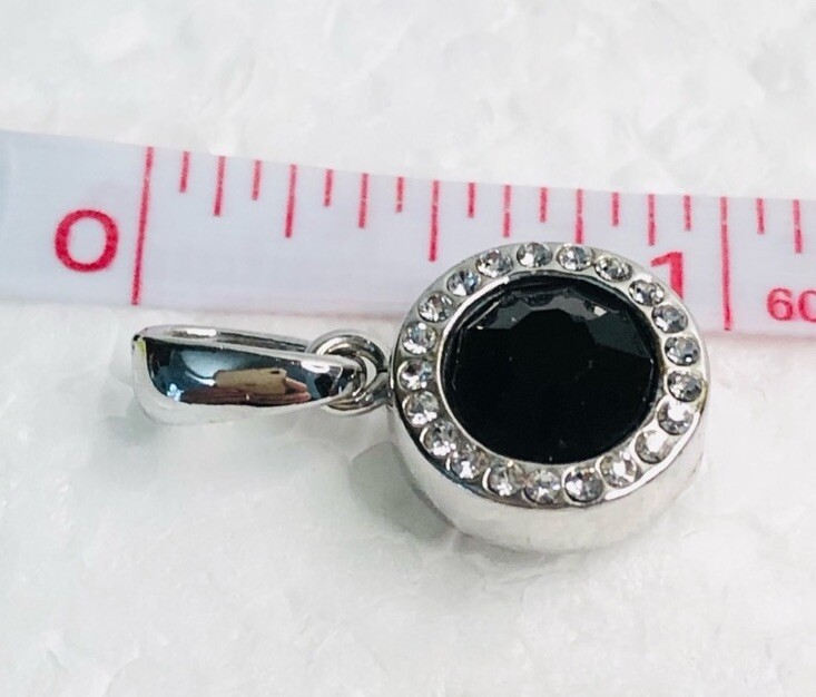 Elo7 18k Gold Plated Crystal Halo Black Zircon Filigree Back Caged Puff Pendant
