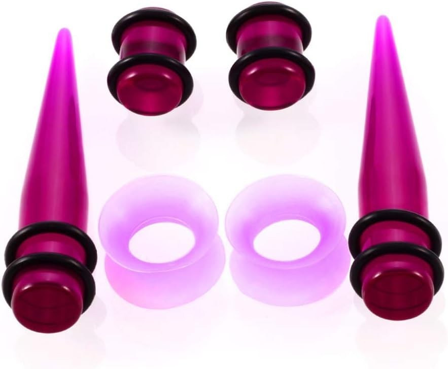 50-Piece Acrylic Ear Stretching Kit 14G-00G – Tapers, Plugs & Silicone Tunnels