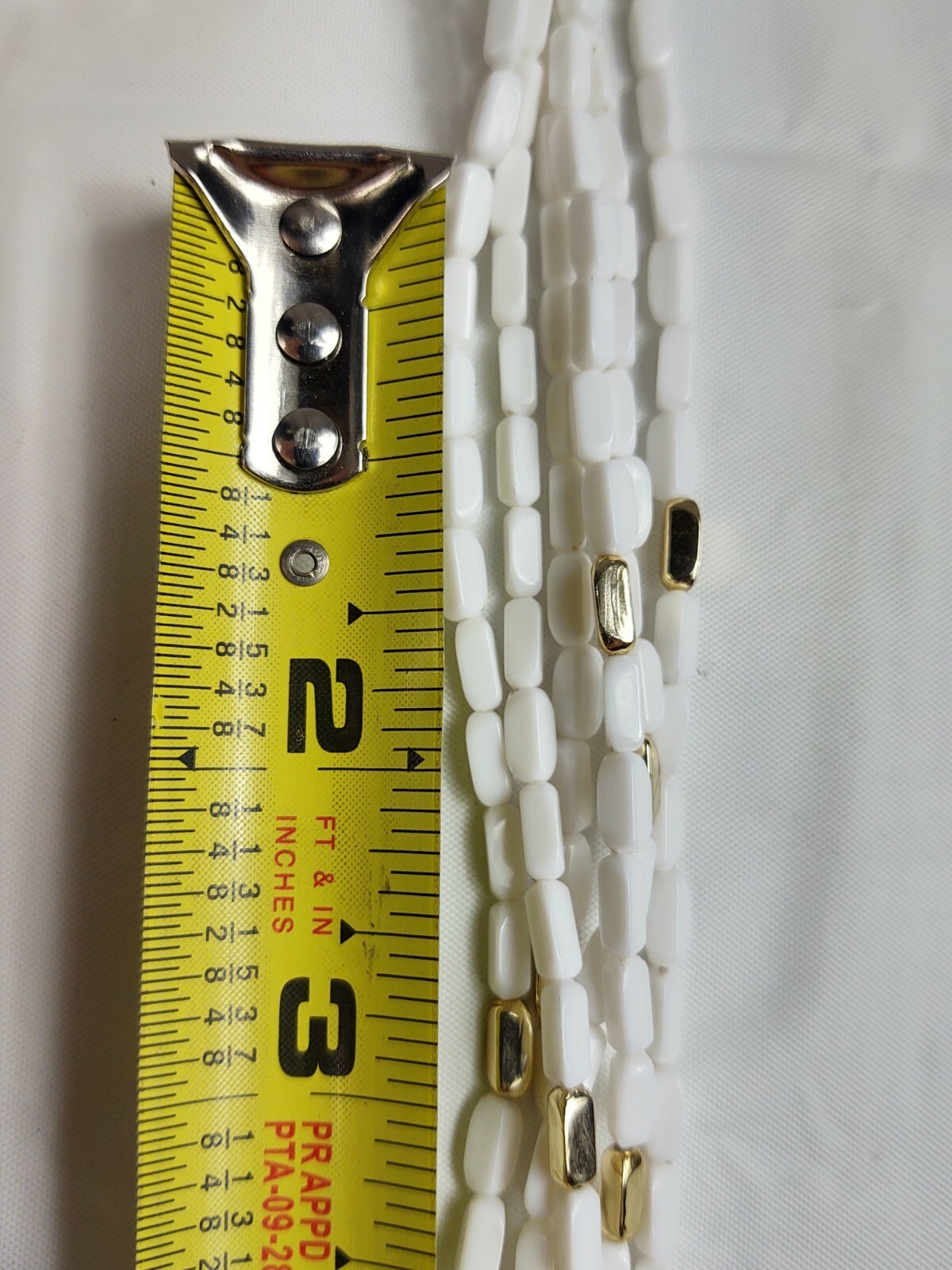 Vintage 6 Strand White & Gold Tone Bead Necklace Women’s Costume Jewelry