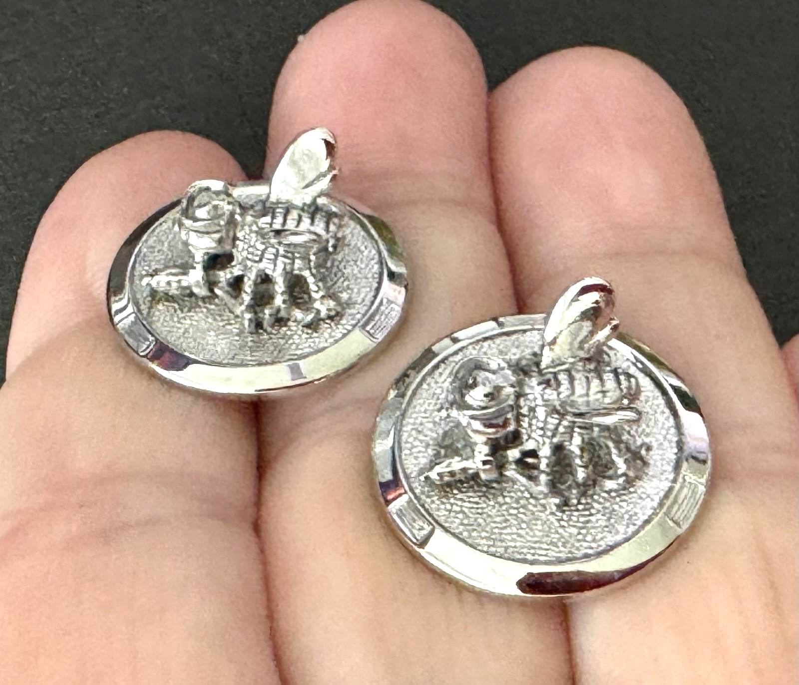 Sterling Stamped, Kinney Signed, Vintage, 17,0 grams, Unisex Beetle Cufflinks Se