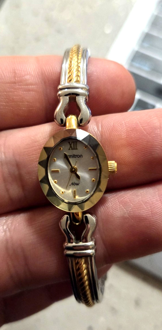 Armitron Watch Women 20.6mm Silver Gold Two Tone Oval Dial Bezel