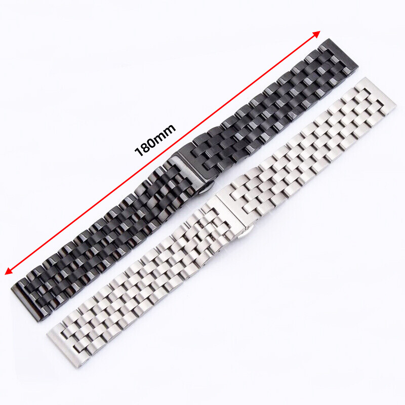 16mm-26mm Straight+Curved End Metal Bracelet Stainless Steel Watch Band Strap