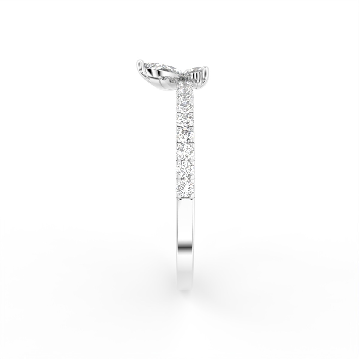 14K Yellow Gold Marquise/Round Lab Grown Diamond Wedding Ring 0.58ct