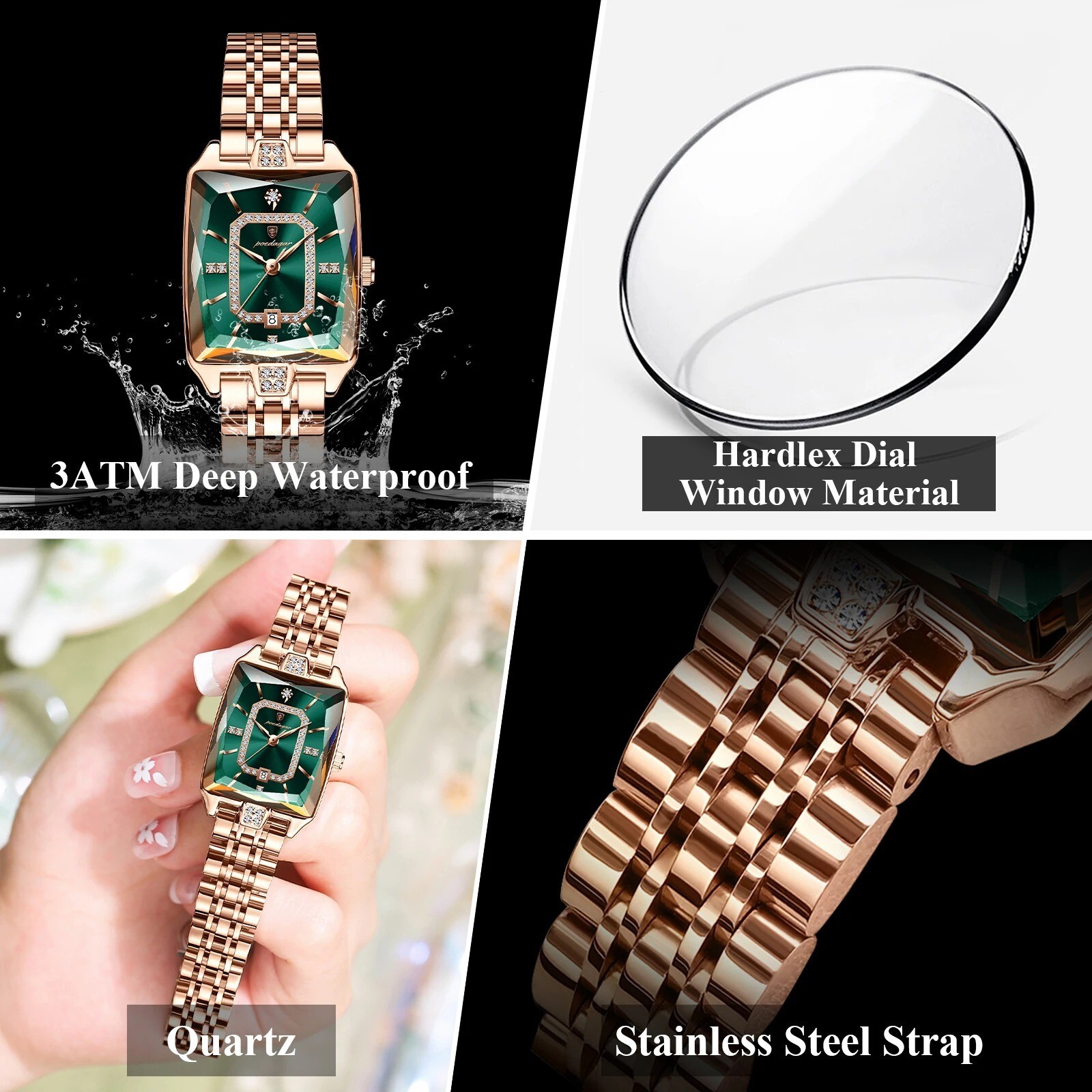 Luxury Waterproof Numberless Quartz Stainless Steel Watch For Ladies Woman Girls