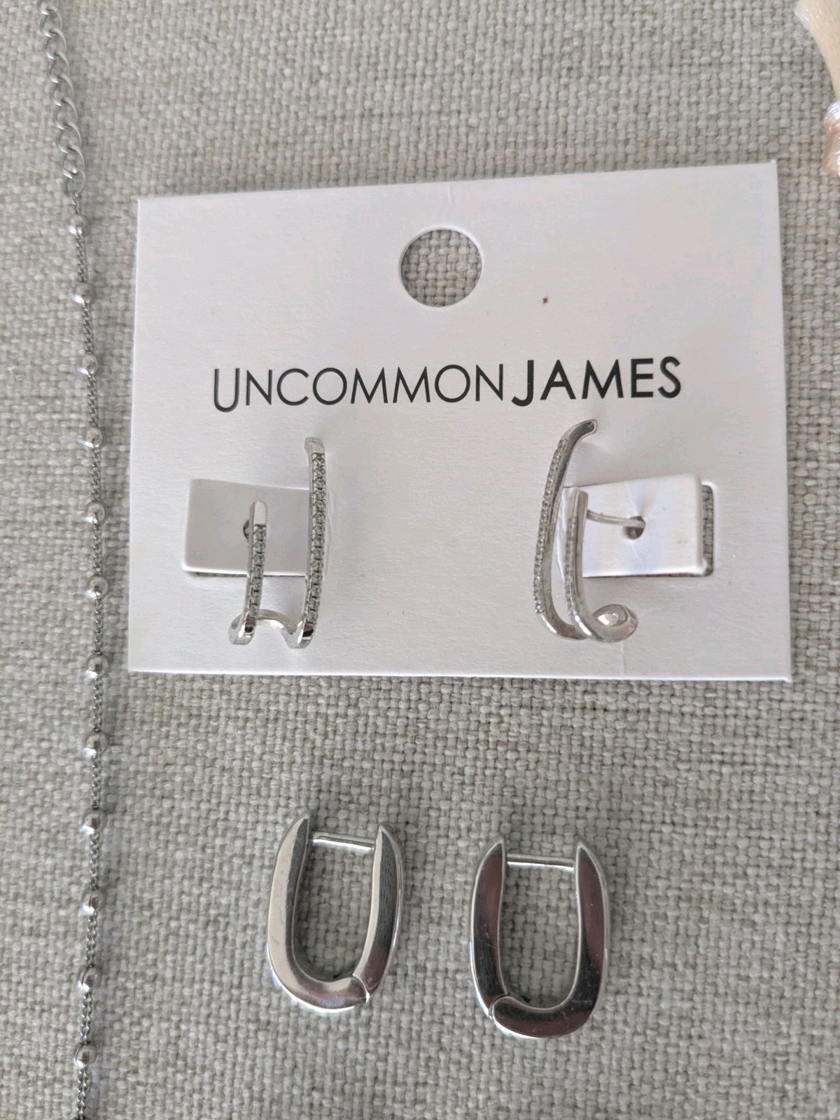 😍😍 UNCOMMON JAMES Silver Jewelry – Necklace (2) Earrings (3) Rings Size 8 (5)