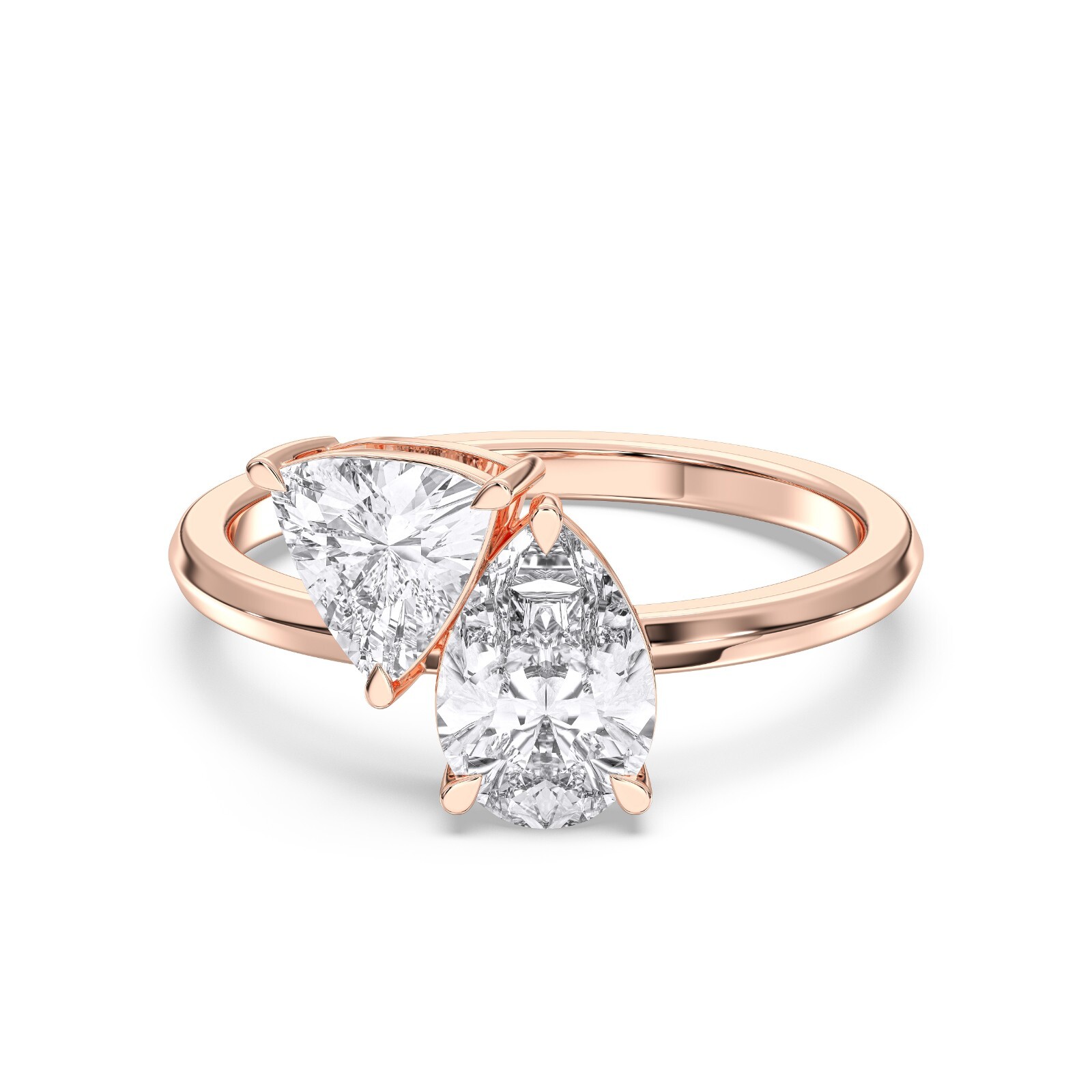 1.98ct Pear Cut Diamond Engagement Ring 14k Gold IGI Lab Grown Toi et Moi
