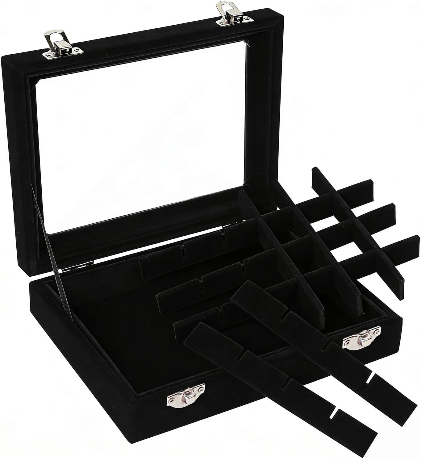 Velvet Jewelry Box 24 Grid Jewelry Earrings Display Organiser Box Ring Tray Hold