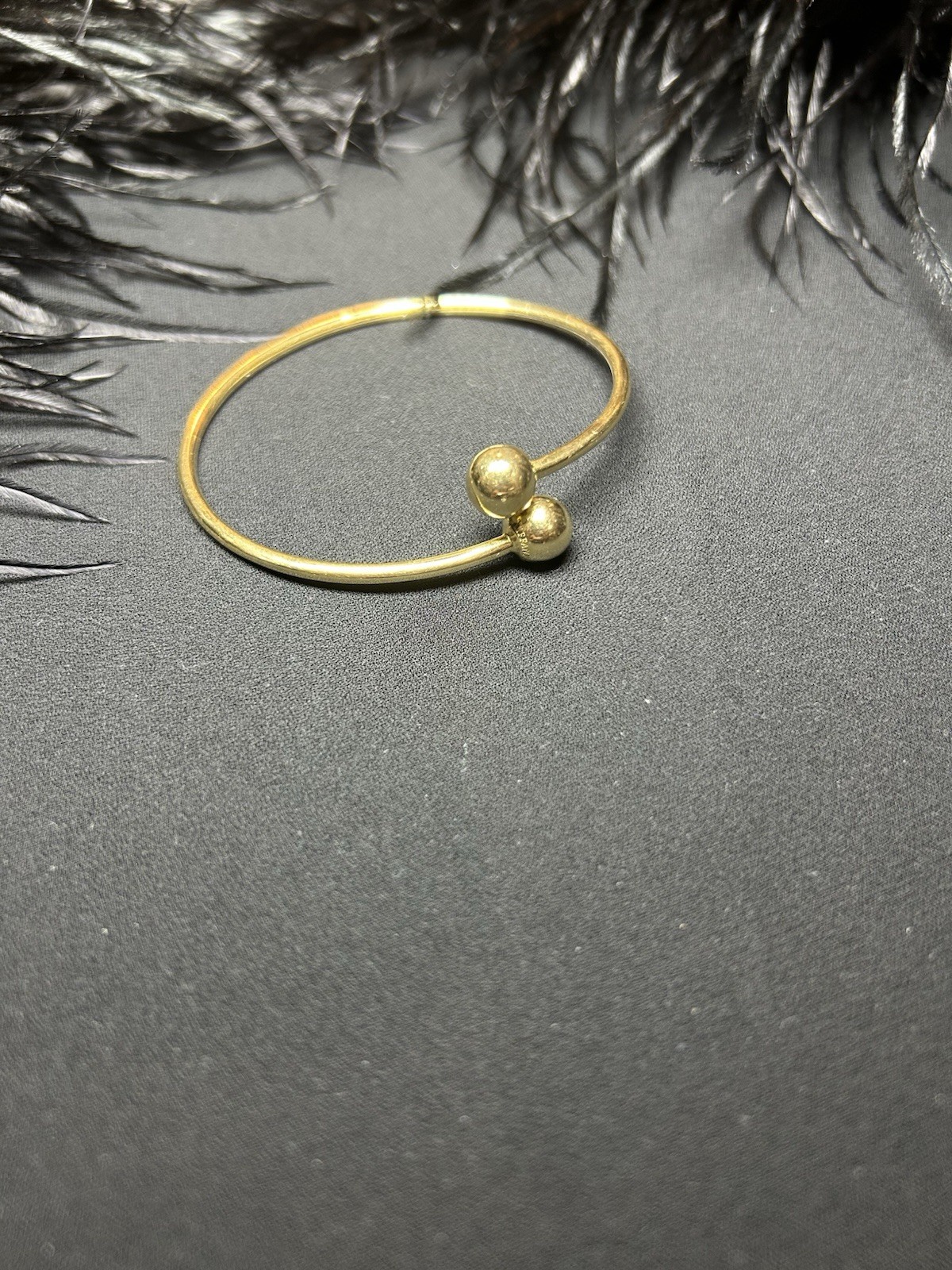 Tiffany & Co. 18K Yellow Gold Ball End Open Bangle Bracelet, No Stone