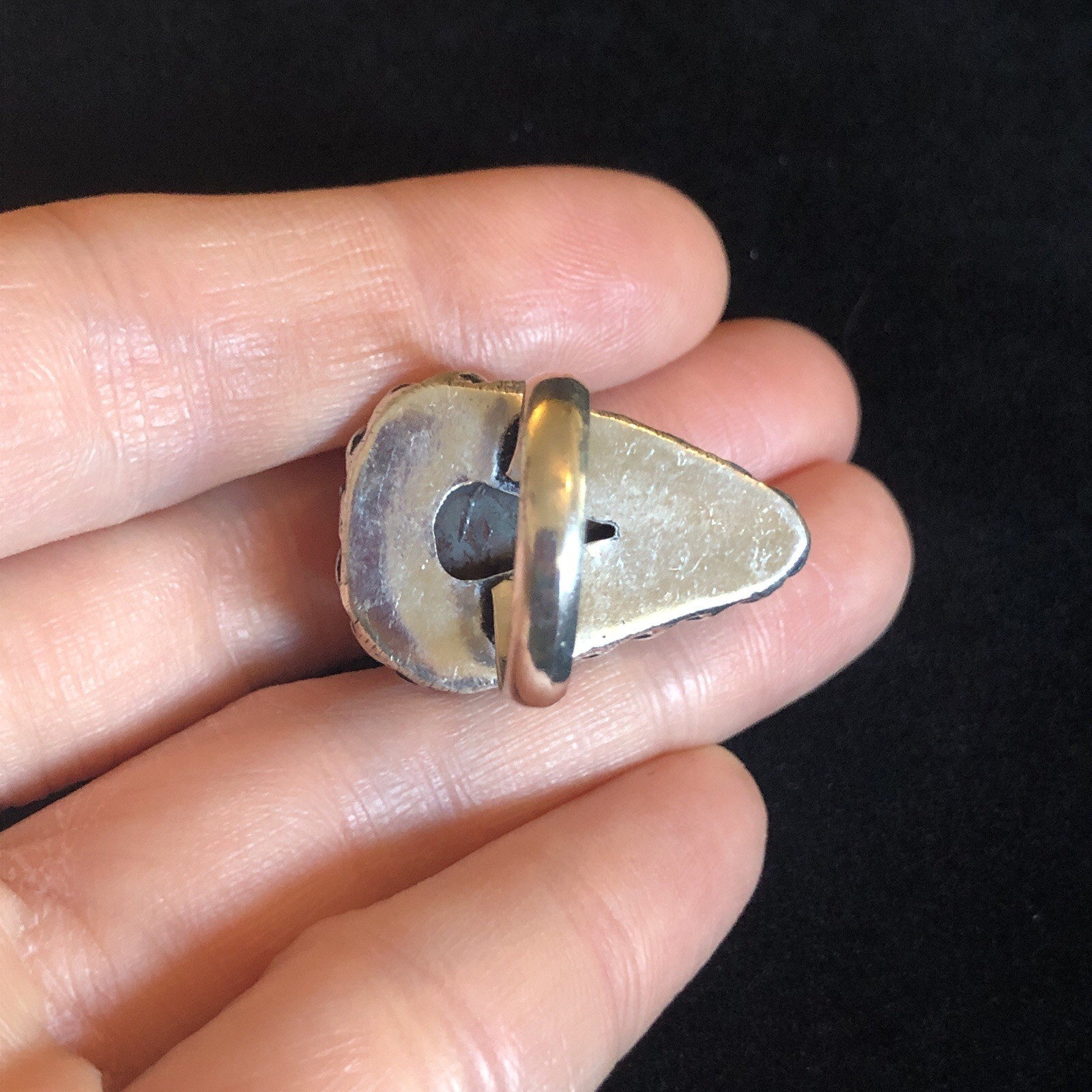 Gray Red And Black Stone Unknown 925 Sterling Silver India Ring Size 6