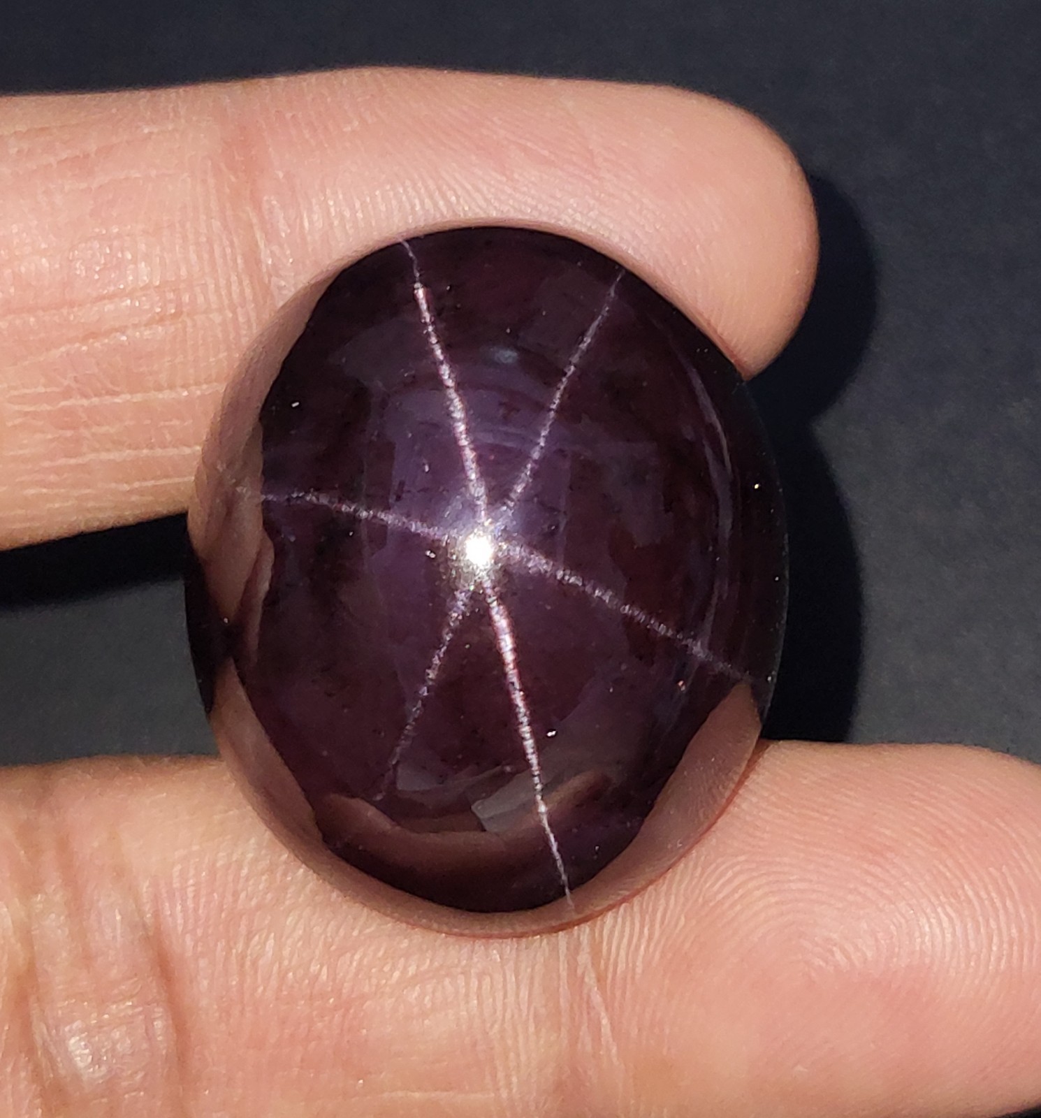 153 Ct 32×26.8×15.1 MM Natural 6-Ray Star Purple Red Garnet Star Oval Cabochon