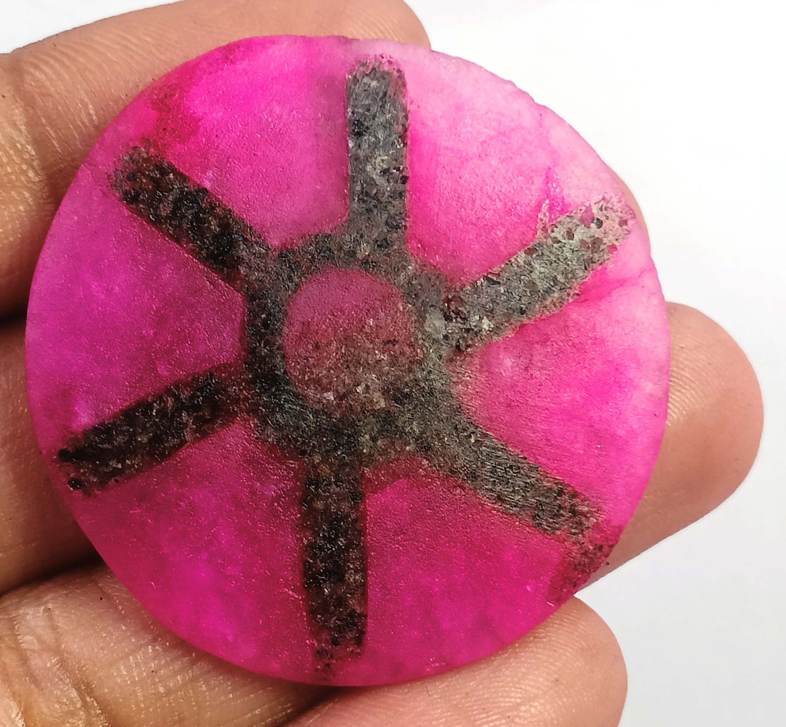 Finest 78.30 Ct Natural Red Ruby 6 Rays Trapiche Round Cut EGL Gemstone 6YGF