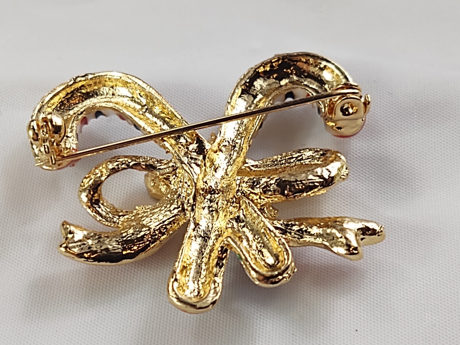 Christmas Holidays Double Candy Canes With Red Bow Brooch Pin Costume Jewelry
