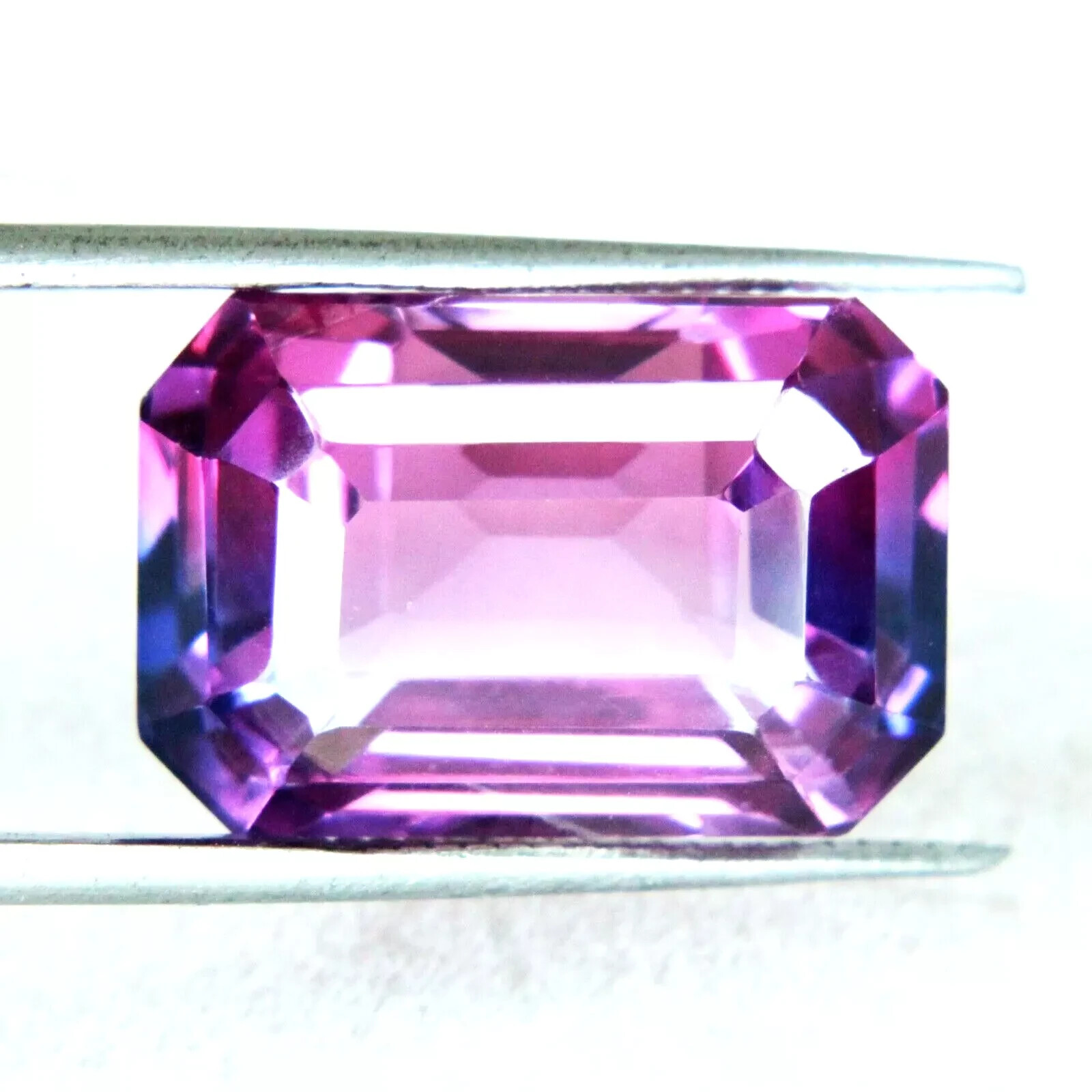 Bi-Colour Sapphire Eye Clean 16-18Ct Natural Emerald Cut Certified Gemstone