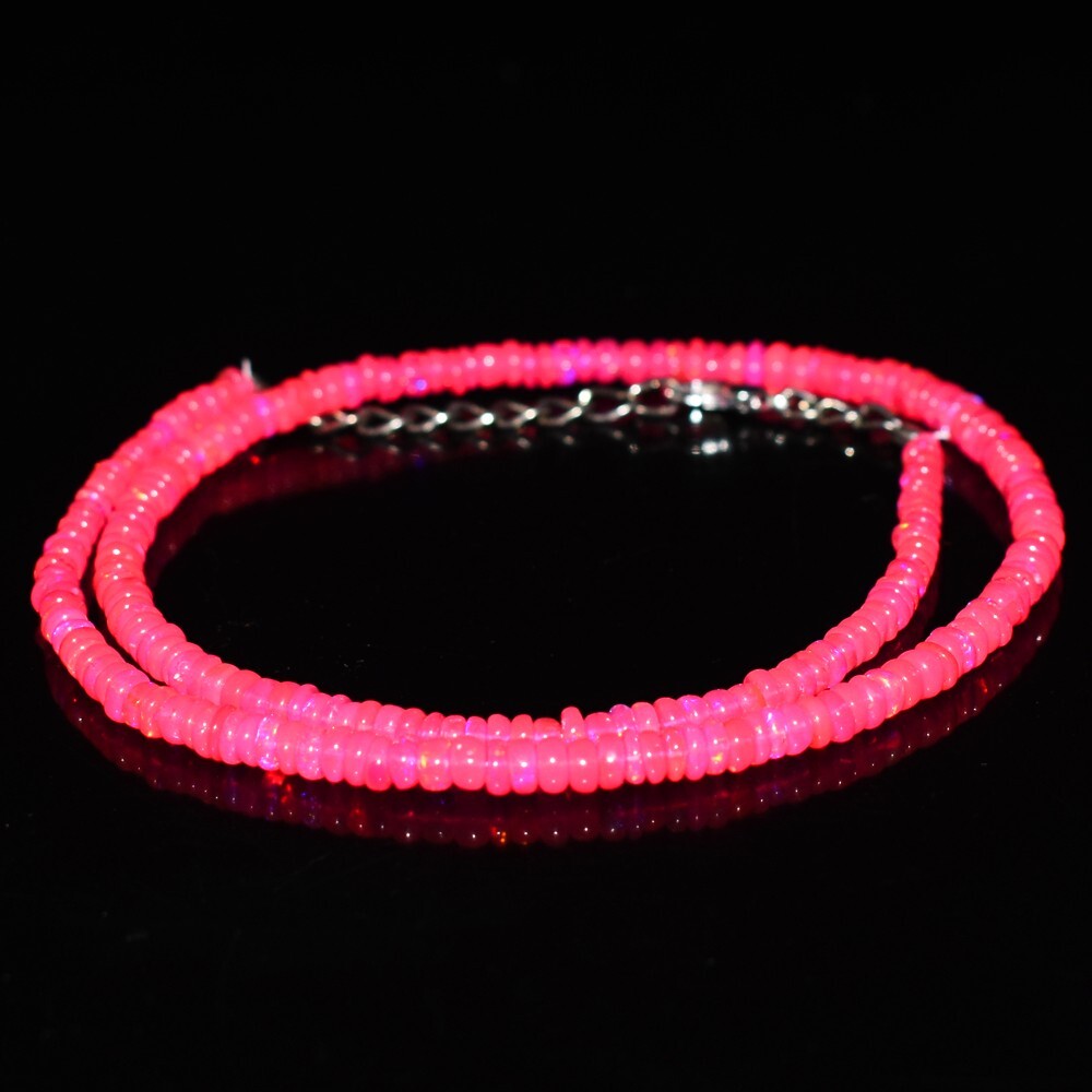 Most Amazing Pink Ethiopian Opal 36.00 Cts Beaded Beautiful Necklace VK 41 E593